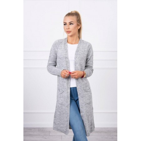 Dámsky sivý kardigán s vreckami 2020-3