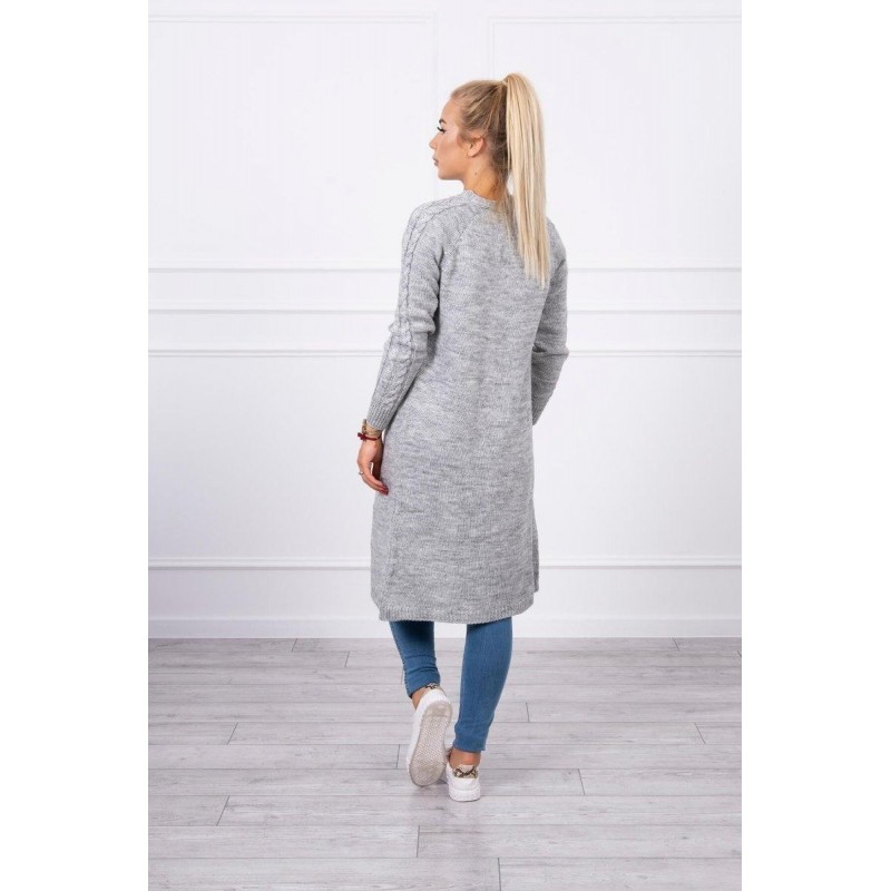 Dámsky sivý kardigán s vreckami 2020-3