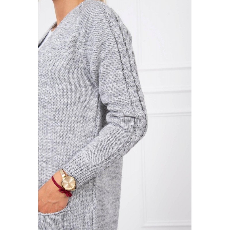Dámsky sivý kardigán s vreckami 2020-3