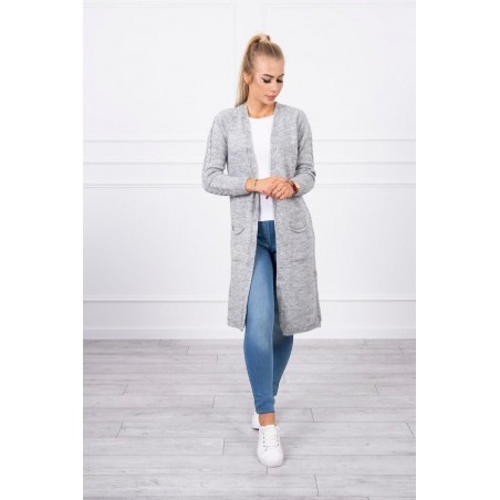 Dámsky sivý kardigán s vreckami 2020-3