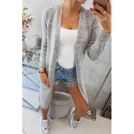 Dámsky sivý kardigán s vreckami 2020-3