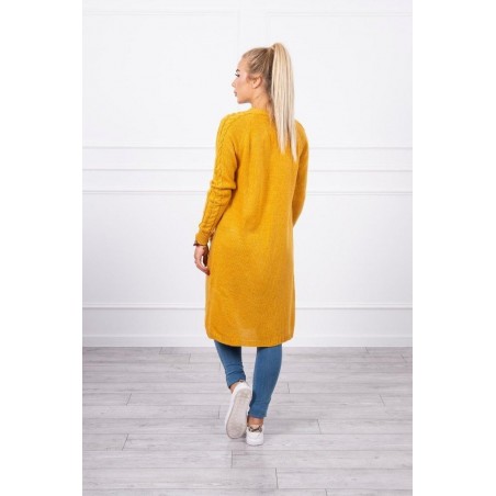 Dámsky horčicový kardigán s vreckami 2020-3