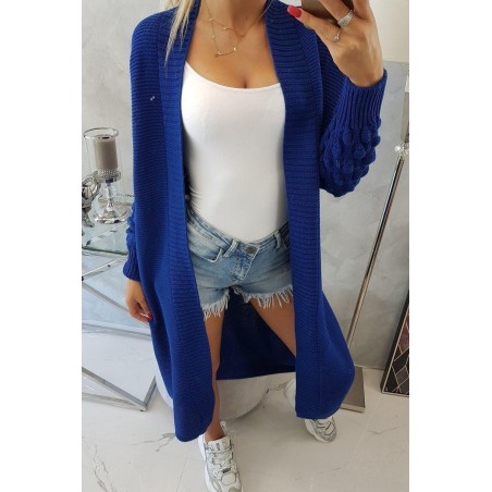Dlhý dámsky modrý kardigán 2020-9