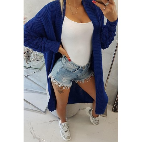 Dlhý dámsky modrý kardigán 2020-9