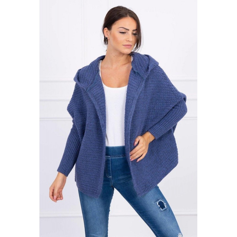 Dámsky kardigán s kapucňou 2019-16 - džínsový