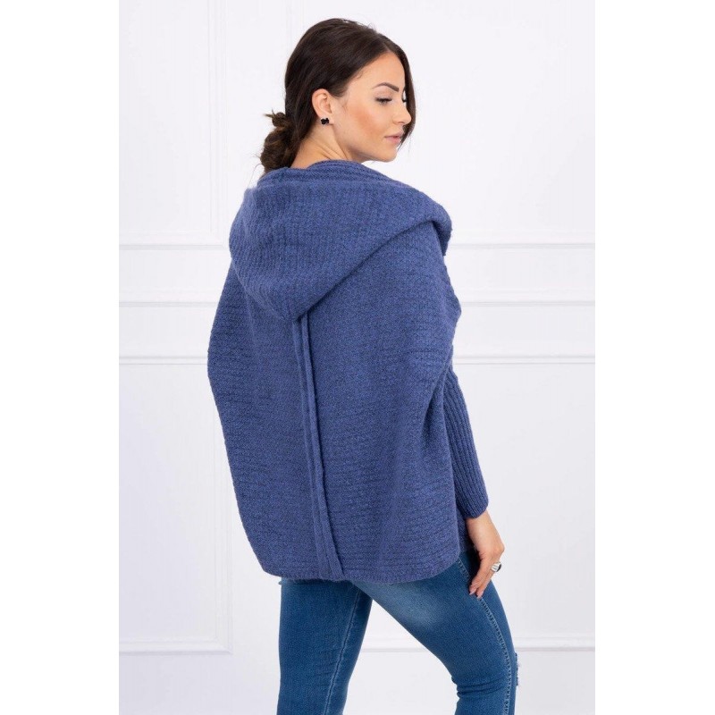 Dámsky kardigán s kapucňou 2019-16 - džínsový