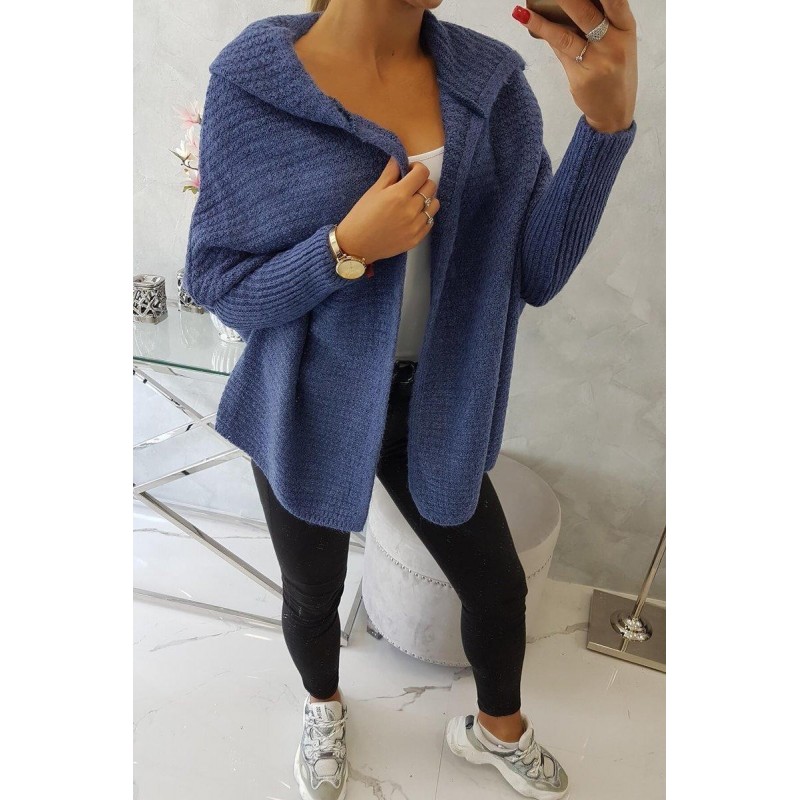 Dámsky kardigán s kapucňou 2019-16 - džínsový