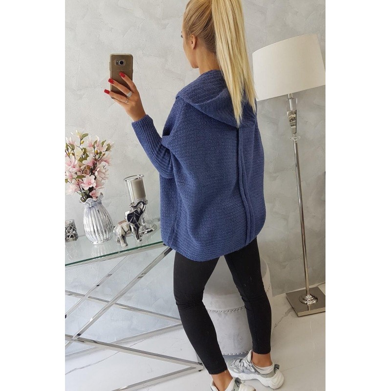 Dámsky kardigán s kapucňou 2019-16 - džínsový