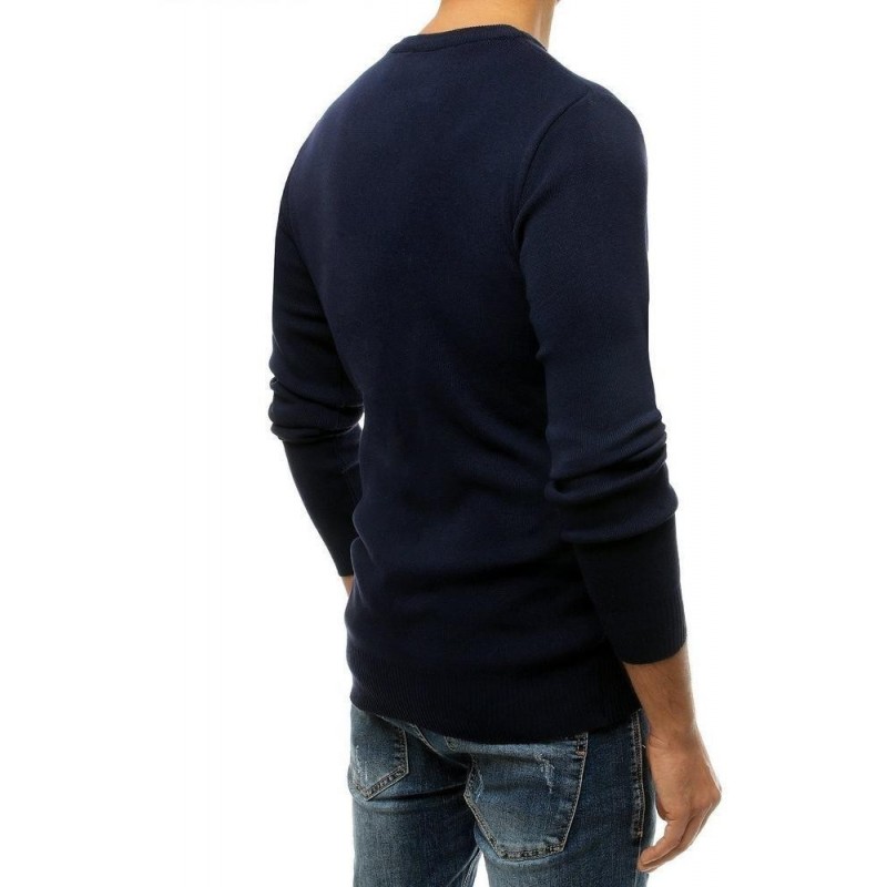 Pánsky jednofarebný sveter WX1485 - tmavomodrý