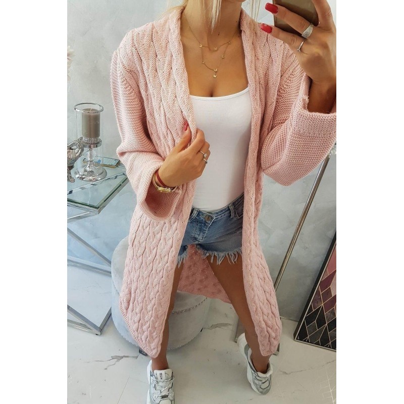 Dámsky ružový dlhý kardigán 2020-11