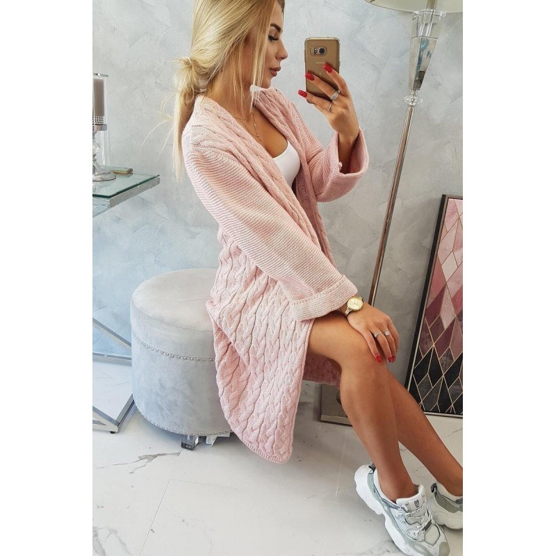 Dámsky ružový dlhý kardigán 2020-11
