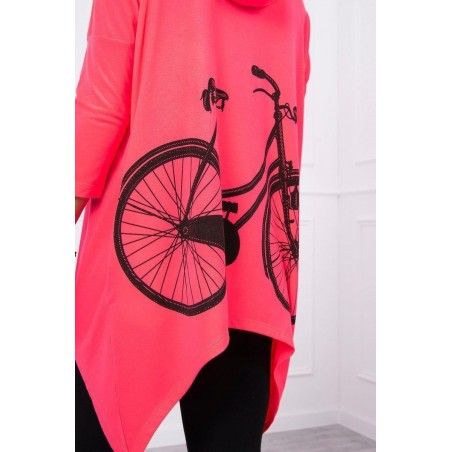 Dámska mikina s potlačou 9139 - neónovo ružová