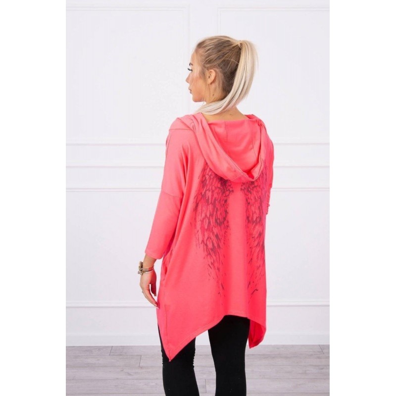 Dámska mikina s potlačou 9140 - neónovo ružová