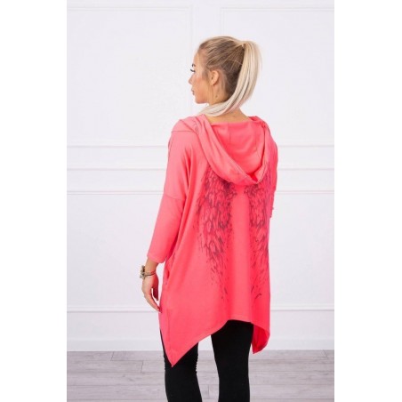 Dámska mikina s potlačou 9140 - neónovo ružová