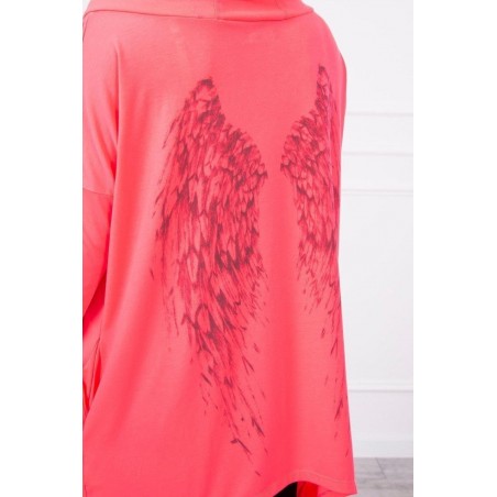 Dámska mikina s potlačou 9140 - neónovo ružová