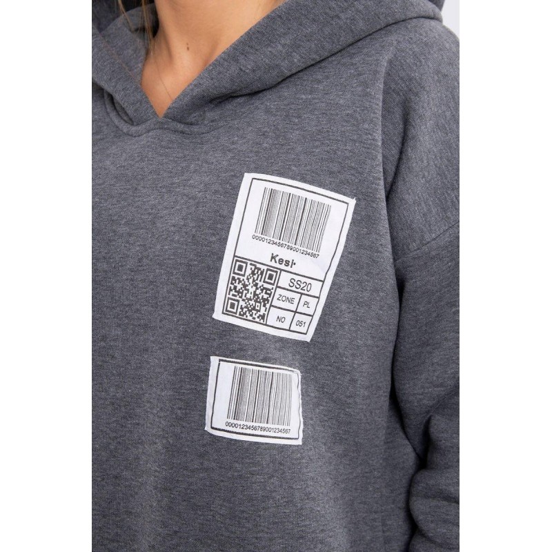 Mikina s kapucňou pre dámy 9147 - grafitová