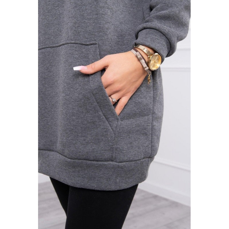 Mikina s kapucňou pre dámy 9147 - grafitová