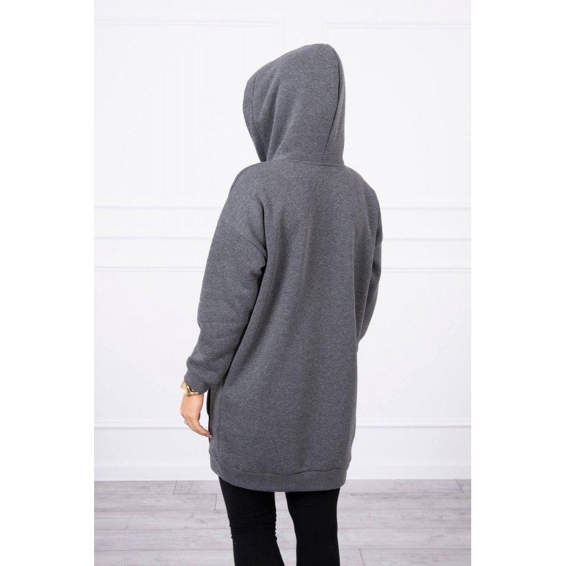Mikina s kapucňou pre dámy 9147 - grafitová