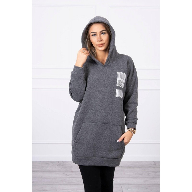 Mikina s kapucňou pre dámy 9147 - grafitová