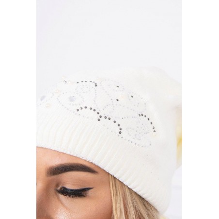 Dámska ecru súprava čiapka a šál K138