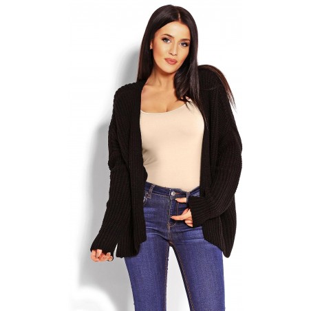 Hrubý dámsky kardigán 70010 - čierny