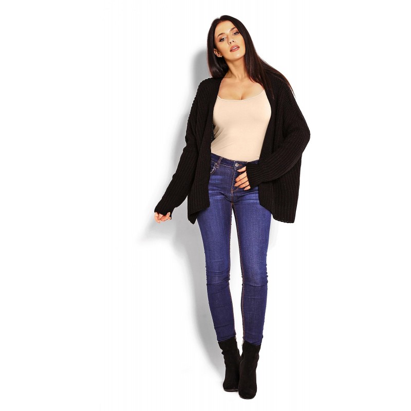 Hrubý dámsky kardigán 70010 - čierny