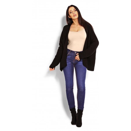 Hrubý dámsky kardigán 70010 - čierny