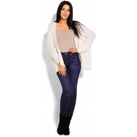 Hrubý dámsky kardigán 70010 - krémový