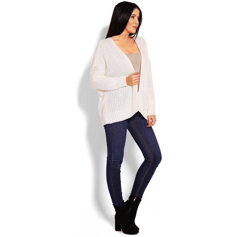 Hrubý dámsky kardigán 70010 - krémový