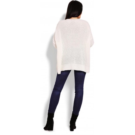Hrubý dámsky kardigán 70010 - krémový