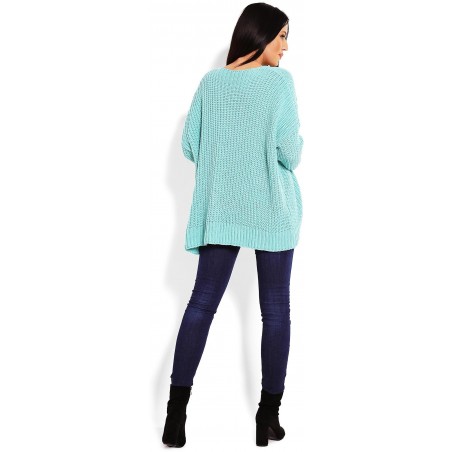 Hrubý dámsky kardigán 70010 - mätový