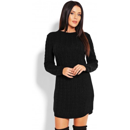 Svetrové dámske šaty 40019 - čierne