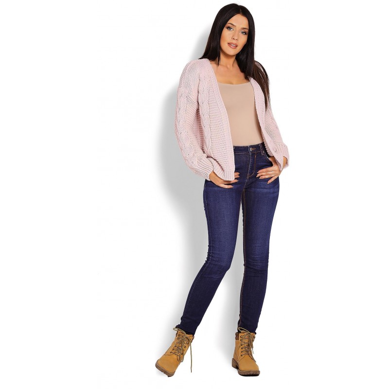 Krátky dámsky kardigán 70013 - ružový