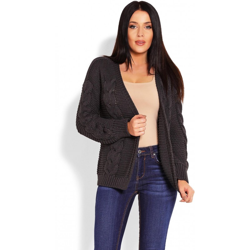 Krátky dámsky kardigán 70013 - grafitový