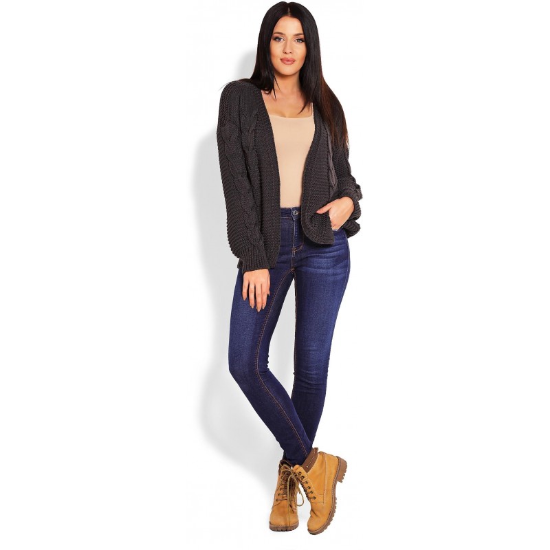 Krátky dámsky kardigán 70013 - grafitový