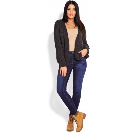 Krátky dámsky kardigán 70013 - grafitový