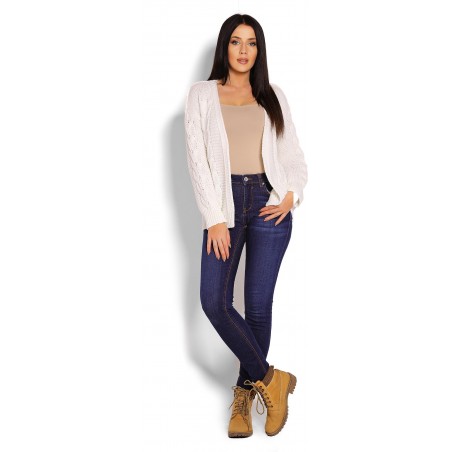 Krátky dámsky kardigán 70013 - krémový