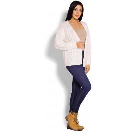 Krátky dámsky kardigán 70013 - krémový