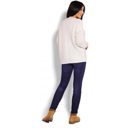 Krátky dámsky kardigán 70013 - krémový