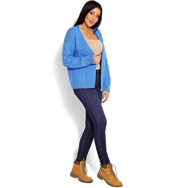 Krátky dámsky kardigán 70013 - modrý