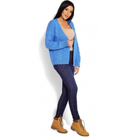Krátky dámsky kardigán 70013 - modrý