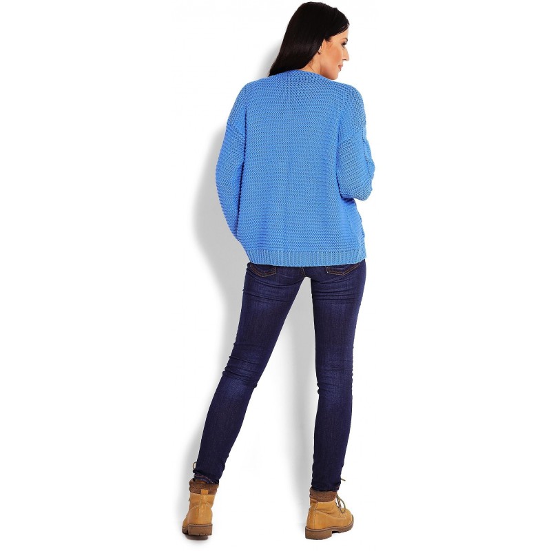 Krátky dámsky kardigán 70013 - modrý