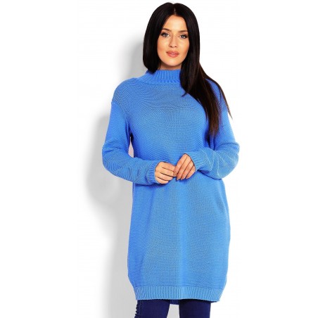 Dlhý modrý dámsky sveter 40009