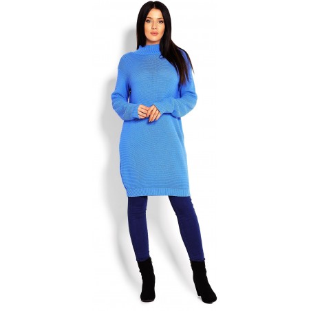 Dlhý modrý dámsky sveter 40009