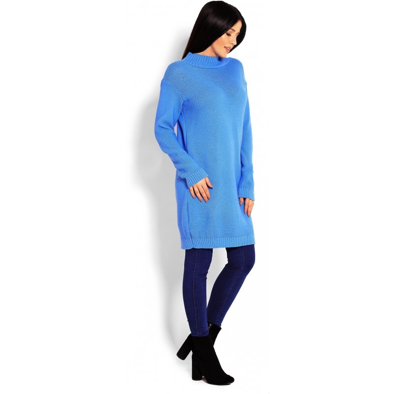 Dlhý modrý dámsky sveter 40009