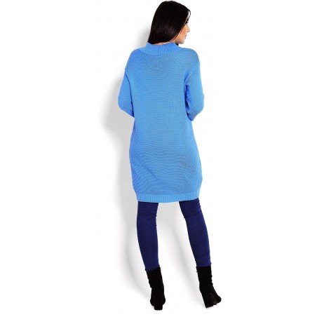 Dlhý modrý dámsky sveter 40009