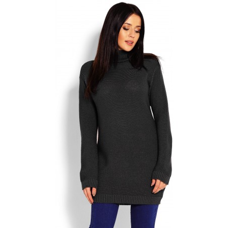 Dlhý grafitový dámsky sveter 40009