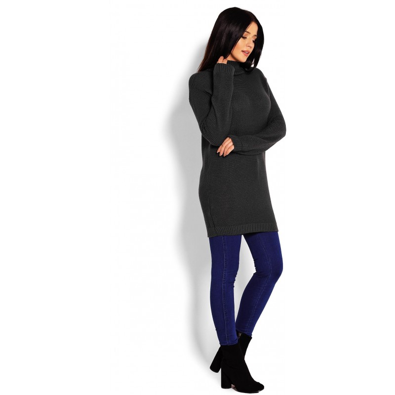 Dlhý grafitový dámsky sveter 40009