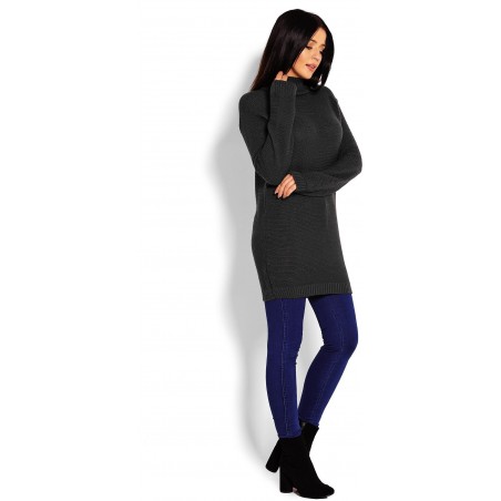 Dlhý grafitový dámsky sveter 40009