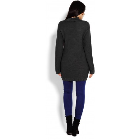Dlhý grafitový dámsky sveter 40009